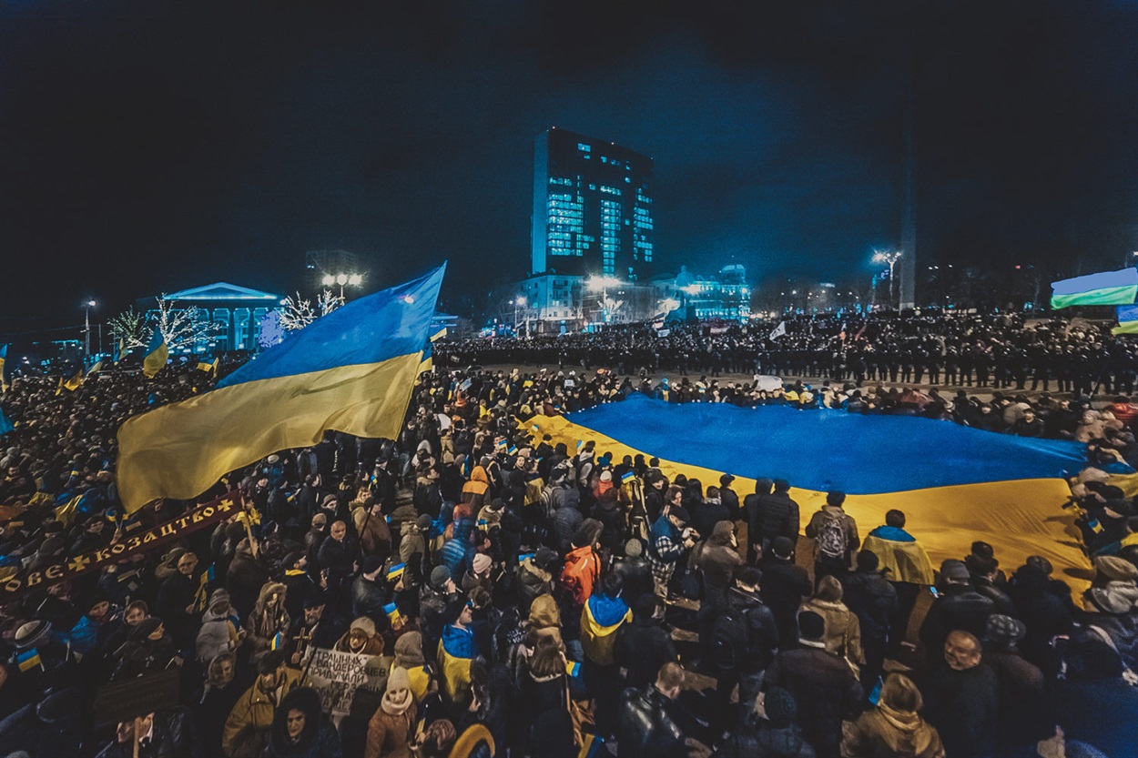 Проукраїнський мітинг в Донецьку, березень 2014 року