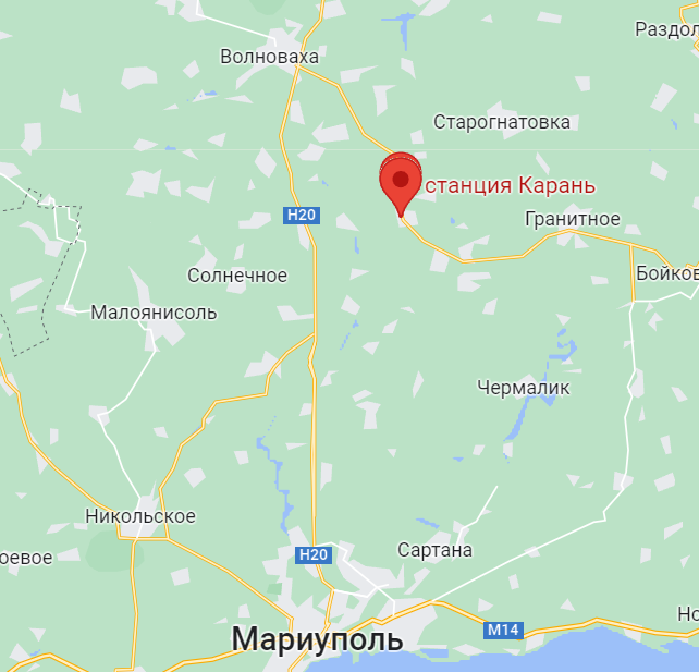 Залізнична станція Карань на карті