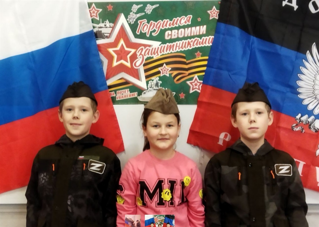 Вчителі-колаборанти вдягнули на дітей ворожу символіку. Фото з Волноваського району