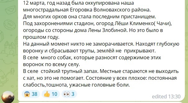 Ситуація в окупованій Єгорівці