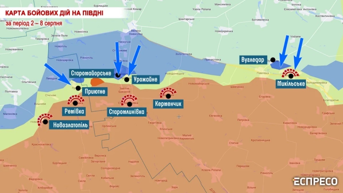 Мапа бойових дій на півдні України