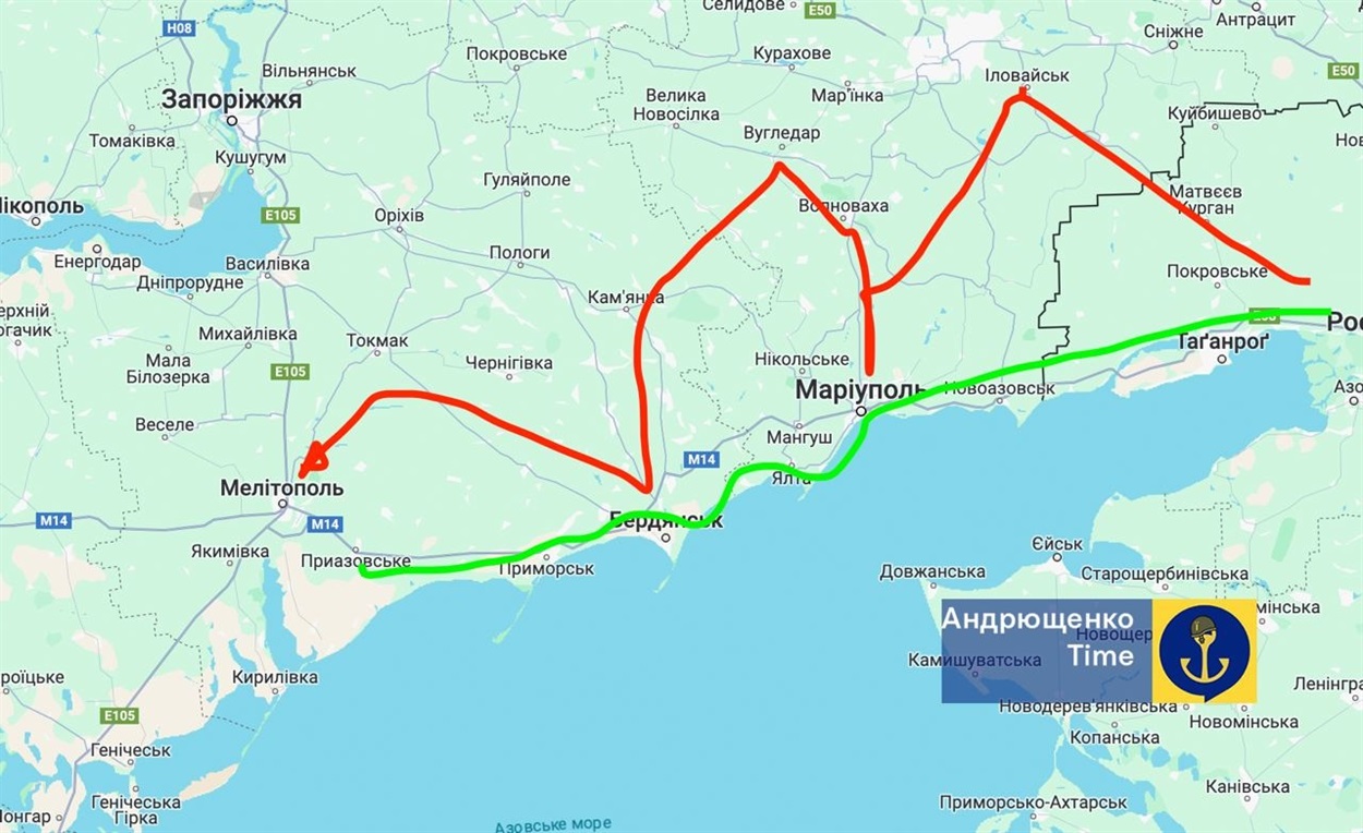 Петро Андрющенко позначив залізничні маршрути окупантів на мапі