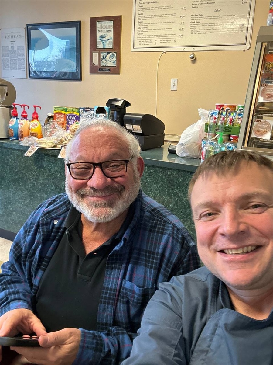 Oleksandr with his regular guest